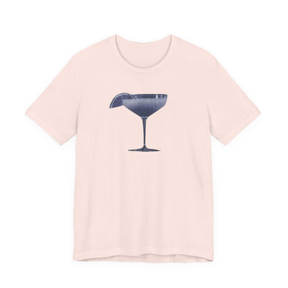 Cocktail Glass Tee — Minimalist Navy Martini Graphic Shirt