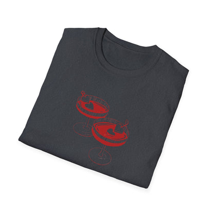 Cute Cocktail Glasses Unisex T-Shirt with Heart Design