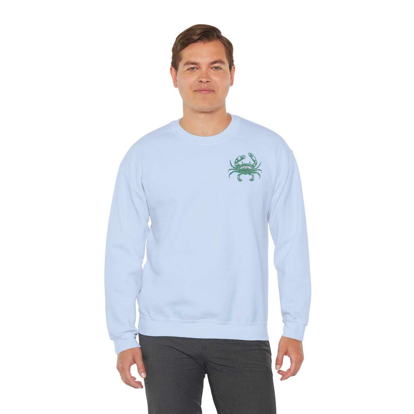 Tough and Trendy Crab Crewneck Sweatshirt — Coastal Graphic Pullover