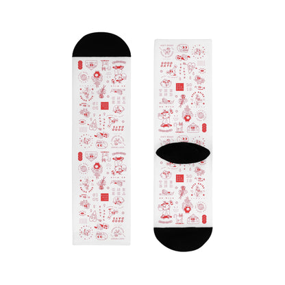 Festive Sublimation Crew Socks - Fun Holiday Design