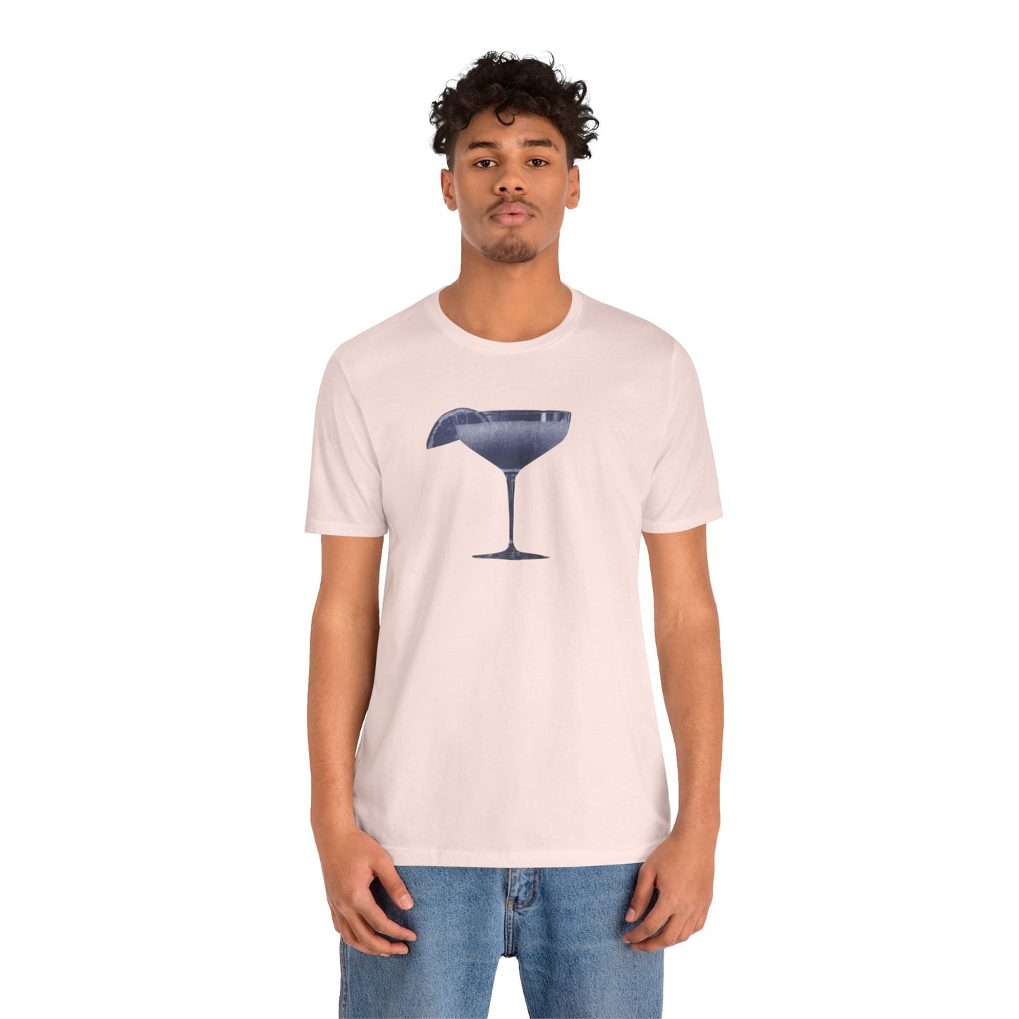 Cocktail Glass Tee — Minimalist Navy Martini Graphic Shirt
