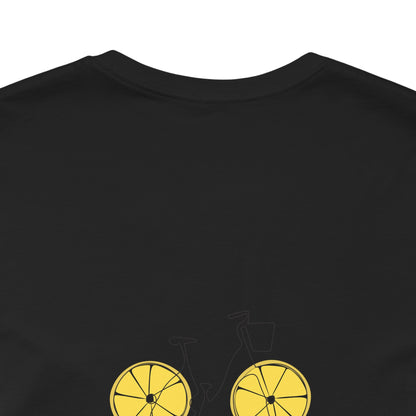 Unisex Minimal Tee with Lemon and Bike Embroidery – Casual & Cute