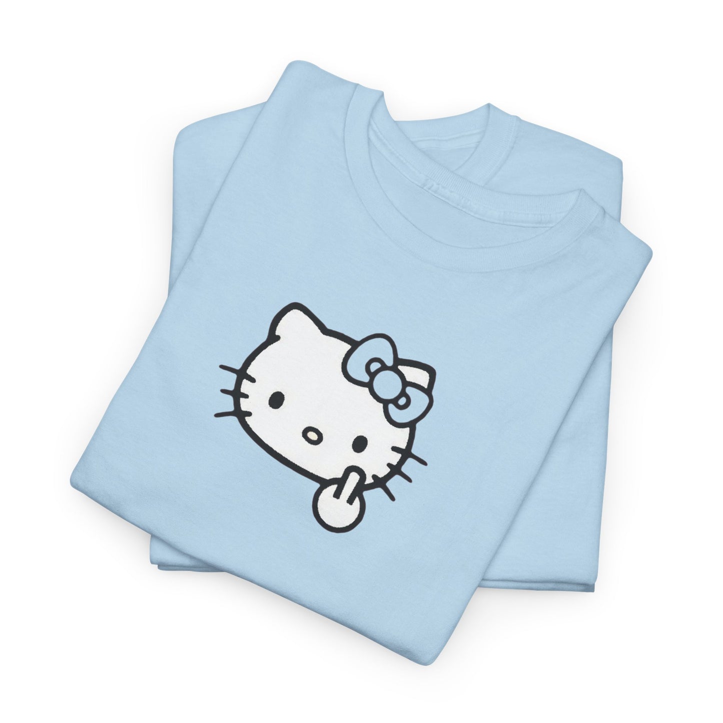 Hello Kitty Minimal Cream Unisex Tee — Small Center Logo Cute Cat with Fuck Off Face T-Shirt