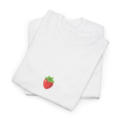 Unisex Minimal Tee with Cute Strawberry Embroidery