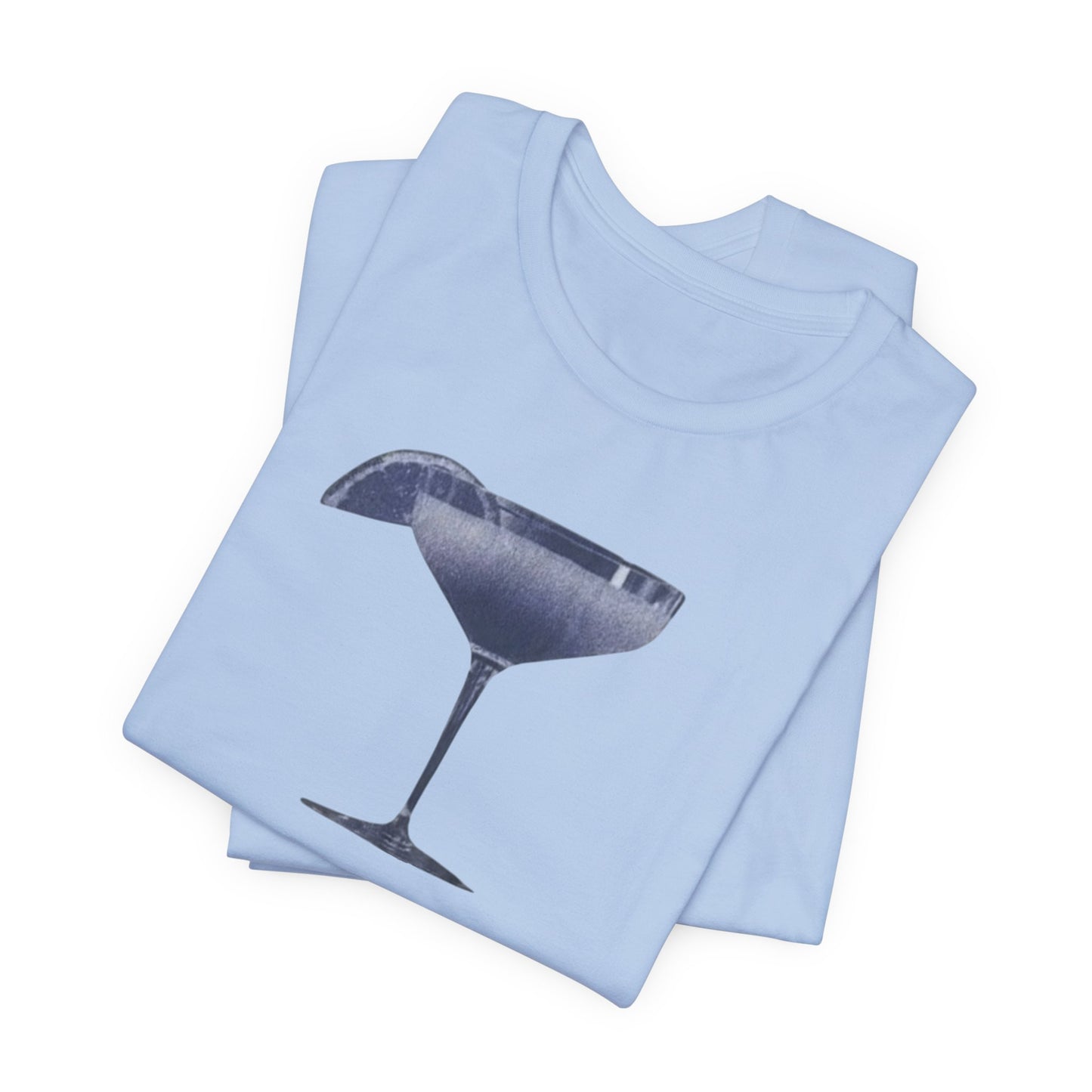 Cocktail Glass Tee — Minimalist Navy Martini Graphic Shirt