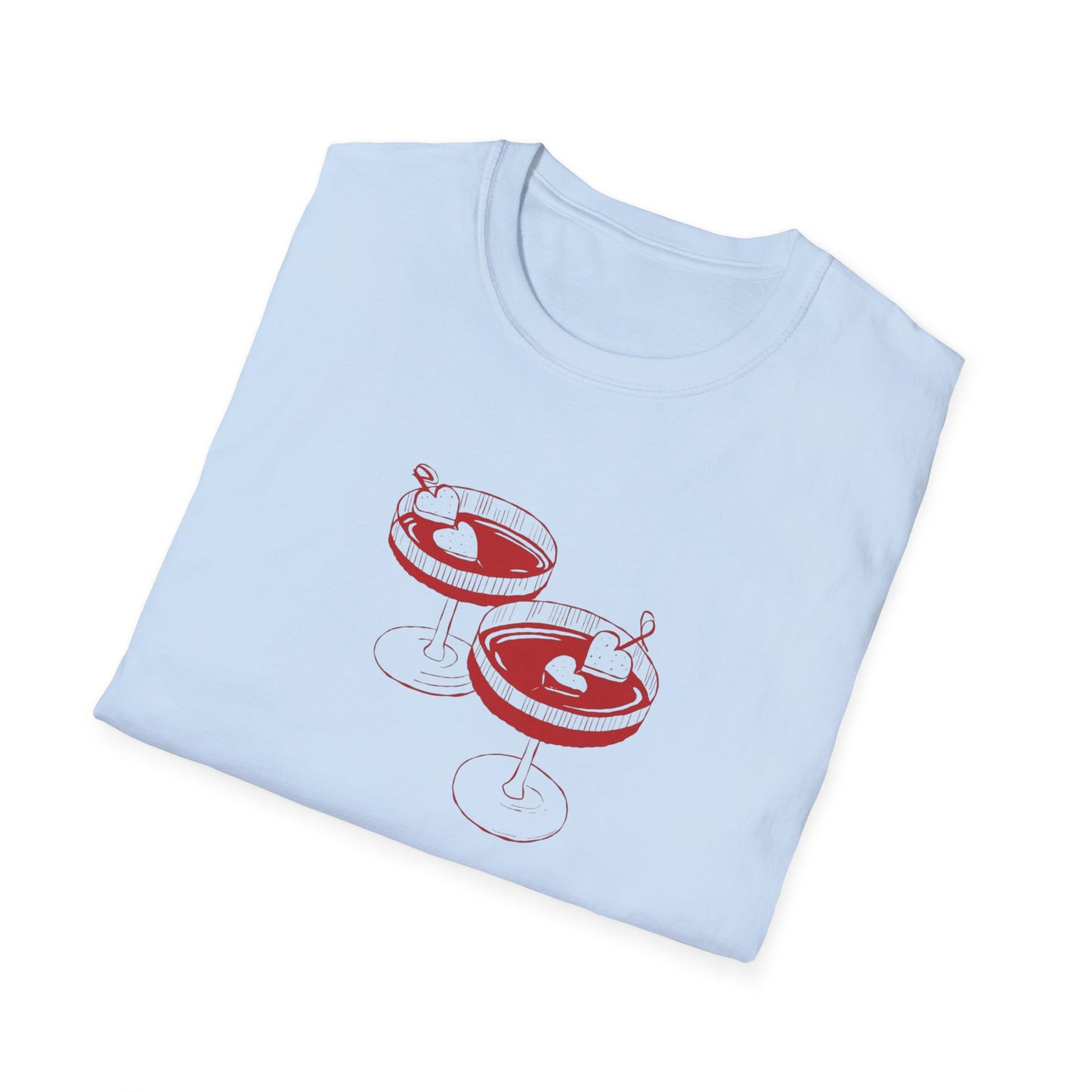Cute Cocktail Glasses Unisex T-Shirt with Heart Design