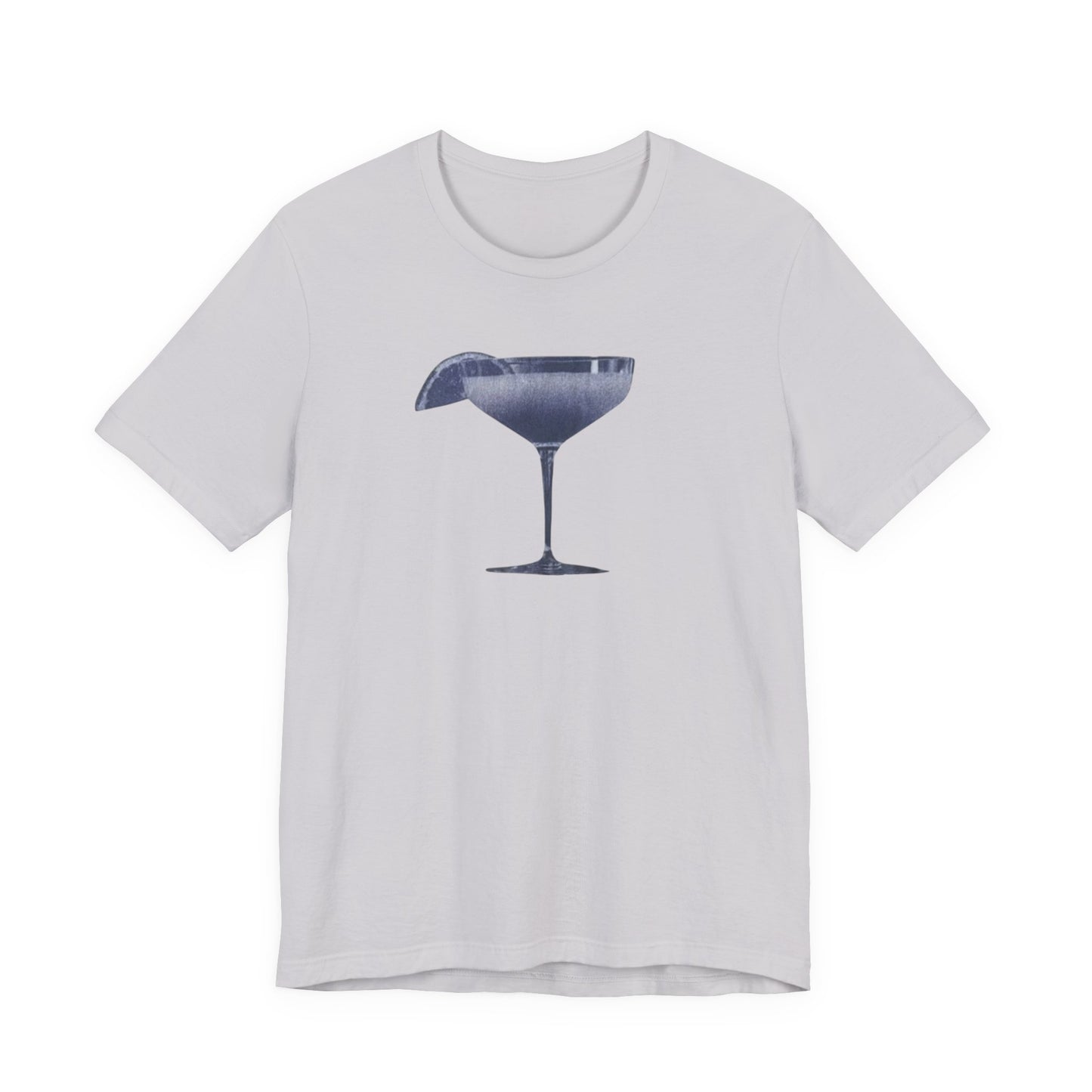 Cocktail Glass Tee — Minimalist Navy Martini Graphic Shirt