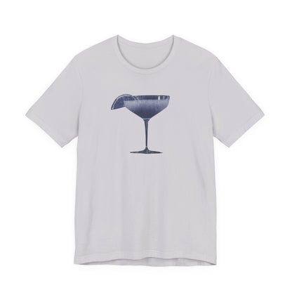 Cocktail Glass Tee — Minimalist Navy Martini Graphic Shirt