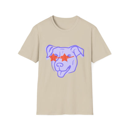 Cool Dog with Star Glasses - Unisex Softstyle T-Shirt