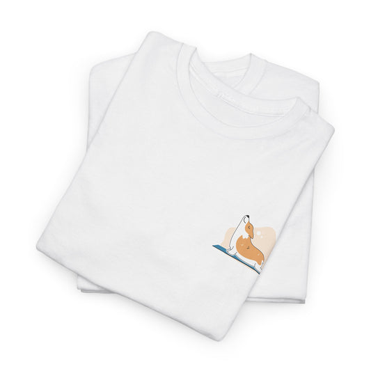 Unisex Heavy Cotton Tee - Cute on Yoga Matt Dog Design