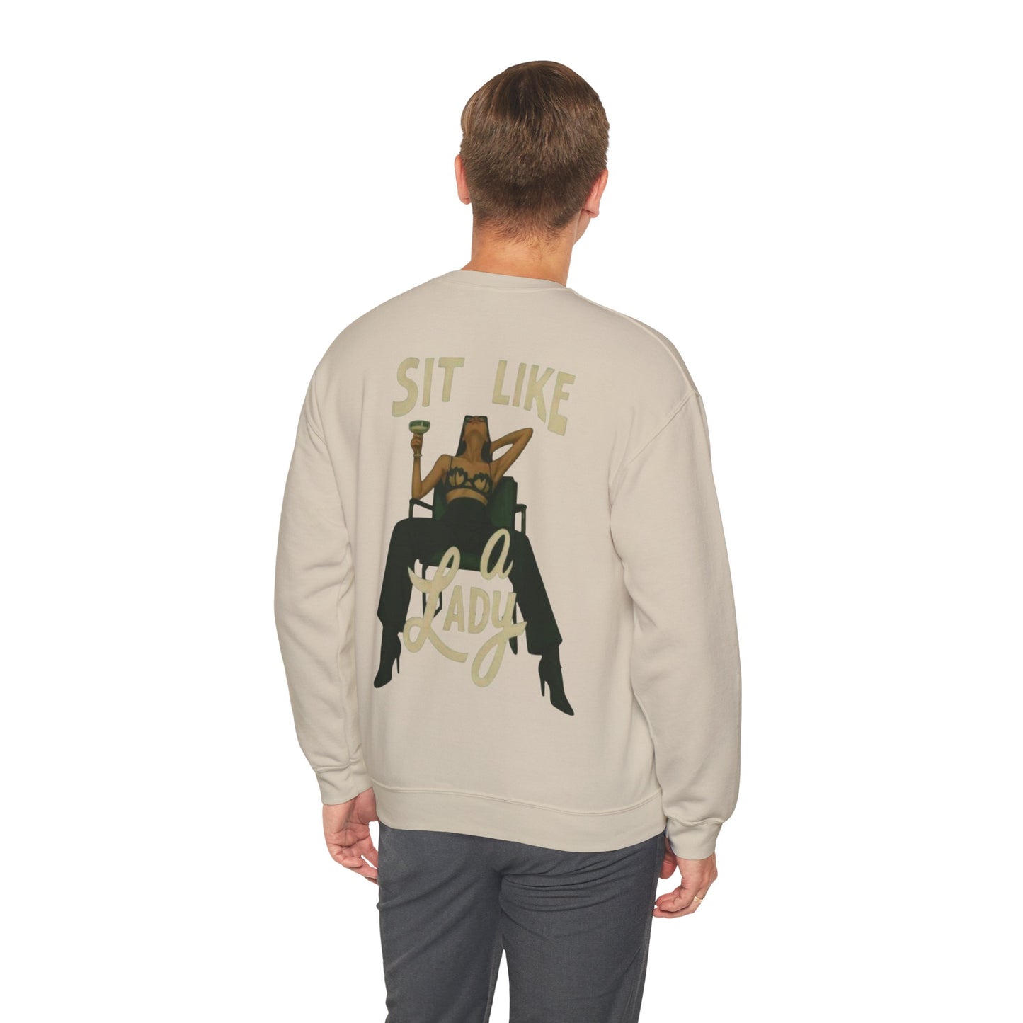 Crewneck Sweatshirt — “Sit Like a Lady” Vintage Cowgirl Graphic