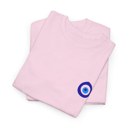 T-Shirt — Small Blue Evil Eye Chest Graphic