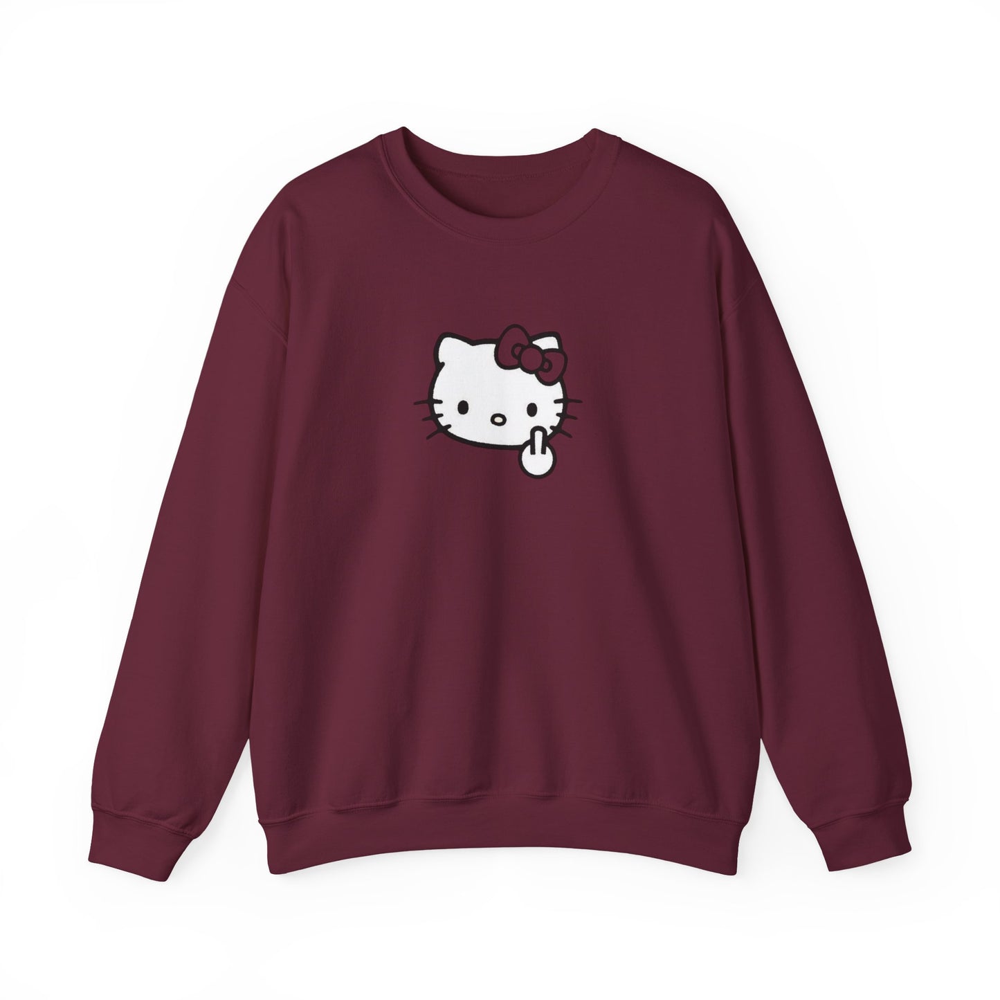 Hello Kitty Middle Finger Crewneck Sweatshirt – Cute Rebel Graphic Sweatshirt