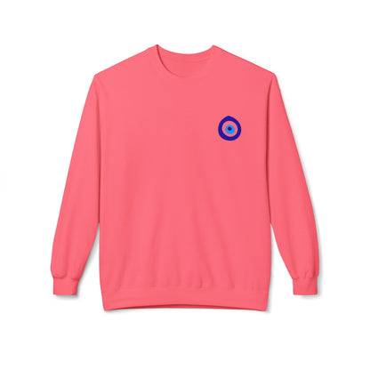 Crewneck Sweatshirt with Evil Eye Chest Logo – Protective Minimalist Design