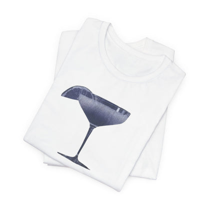 Cocktail Glass Tee — Minimalist Navy Martini Graphic Shirt