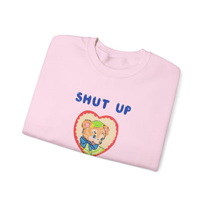 Casual Crewneck Unisex Sweatshirt — "shut the fuck up a bit" with Cute Graphic