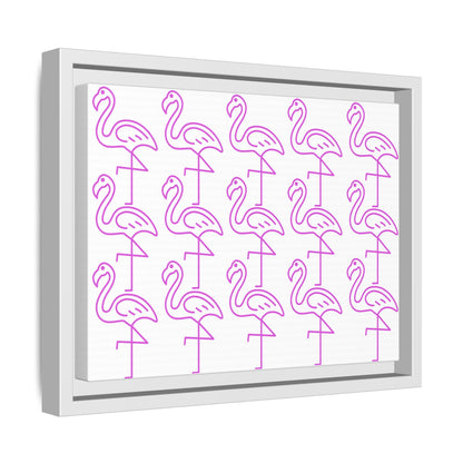 Elegant Flamingo Patterned Wall Art – Minimalist, Cool Matte Canvas, Framed (Multi-color)