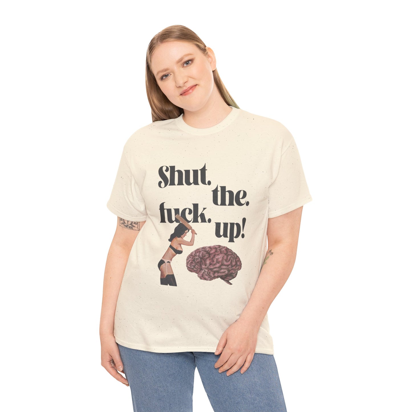 Funny Unisex Heavy Cotton Tee - "Shut the F**k Up!"