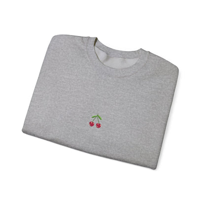 Fun Cherry Fruit Sweatshirt – Minimal Embroidery, Relaxed Fit