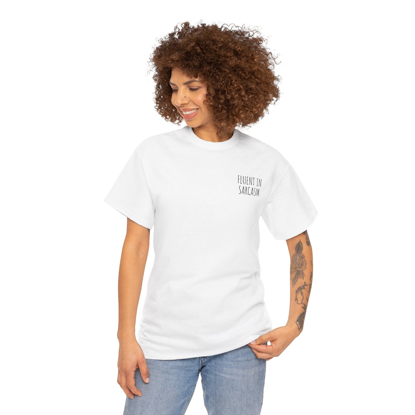 Fluent in Sarcasm - Minimalist Embroidered T-Shirt, Casual & Witty