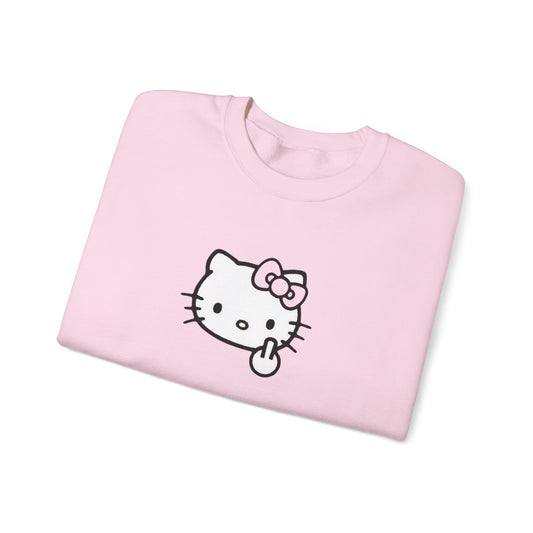 Hello Kitty Middle Finger Crewneck Sweatshirt – Cute Rebel Graphic Sweatshirt